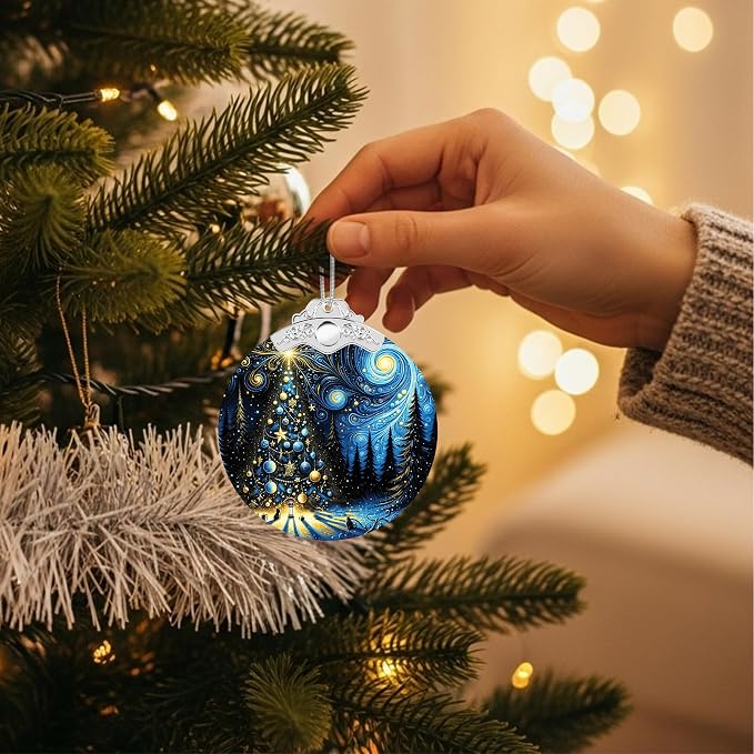 Christmas Ornaments 2025 Faux Stained Glass Effect, Christmas Tree Ornaments - Image 2