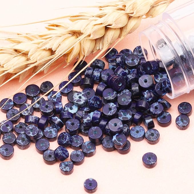 Natural Stone Heishi Beads for Necklace Making, 4 mm x 2 mm Small Flat Round - Image 7