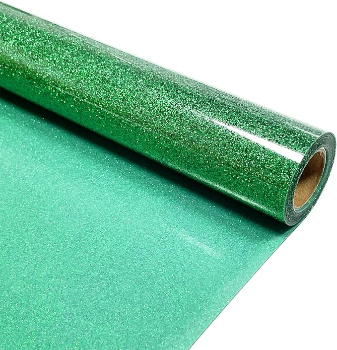 Green Glitter Heat Transfer Vinyl 12" x 5 ft HTV by MerryMade