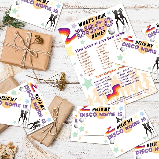 What's Your Disco Name Game Cards, Birthday Game Supplies, 1 Disco Name Game - Image 3