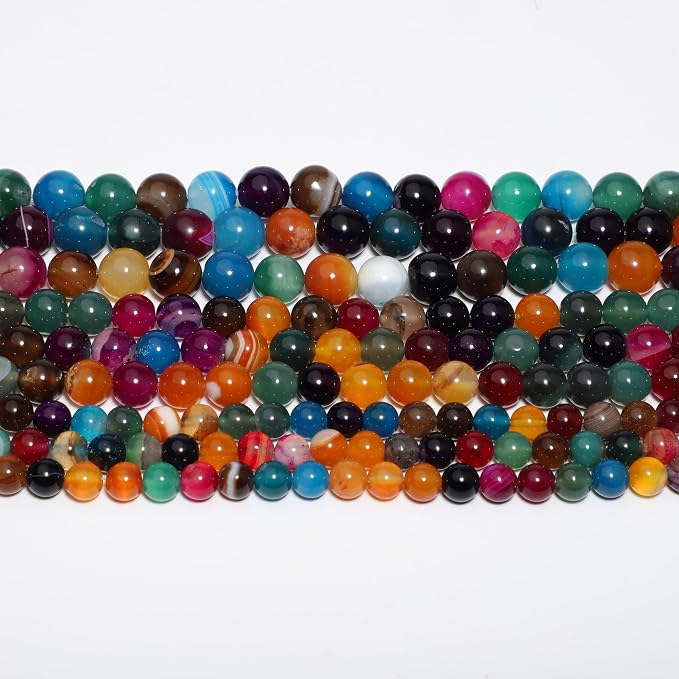 45pcs Round Loose Multicolored Agate Beads - Image 8