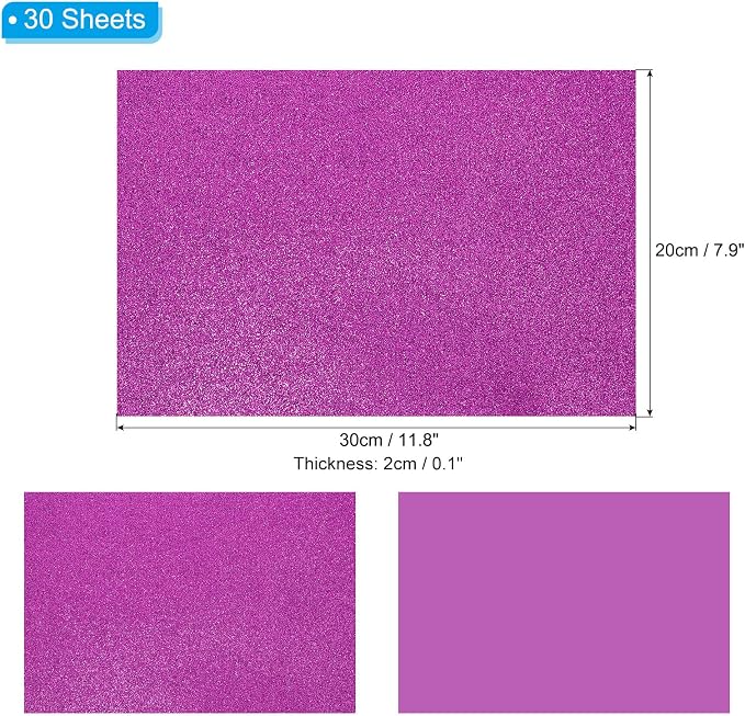 PATIKIL 30Sheets Purple EVA Glitter Foam Sheet 11.8 x 7.9 Inch 2mm Thick - Image 2