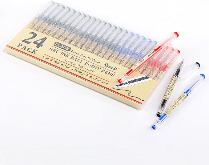 Japanese Style Black Blue & Red Gel Ink Pens, 0.35mm Extra Fine Point, No - Image 8