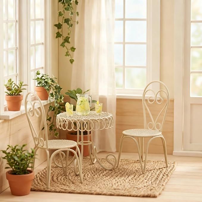 6 PCS Dollhouse Miniature Bistro Table & Chairs Set - Image 4