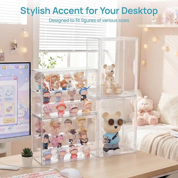 Vtopmart 4 Pack Acrylic Display Case, Stackable Figure Display Case - Image 7