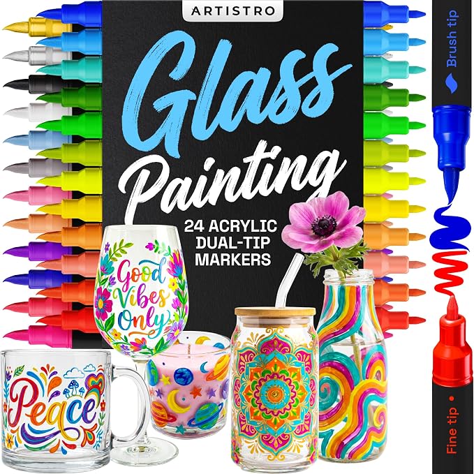 ARTISTRO 24 Glass Acrylic Paint Markers by ARTISTRO