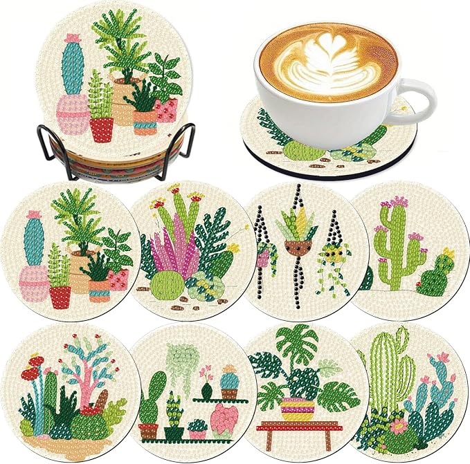 Clendo 8 Pcs Diamond Art Kits for Adults Coasters by Clendo
