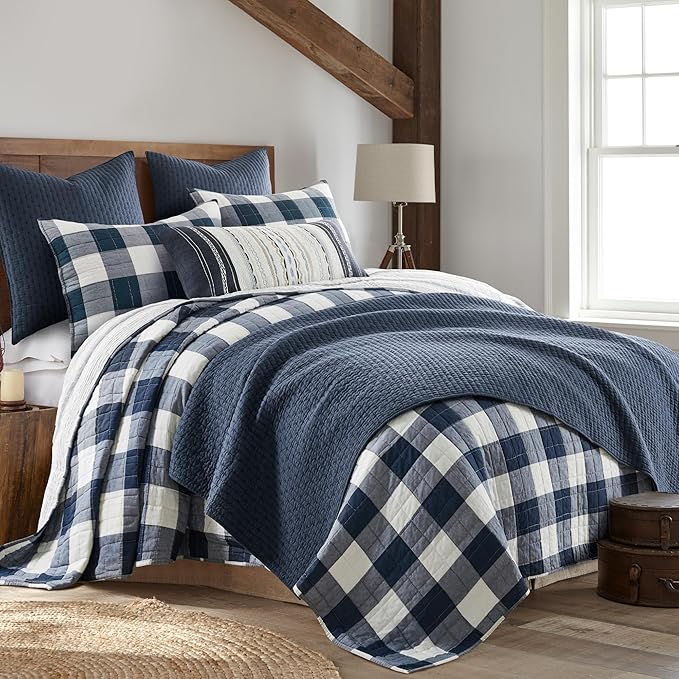 Levtex Home Cross Stitch Reversible King/Cal King Quilt Set and 2 Pillow Shams - Image 2