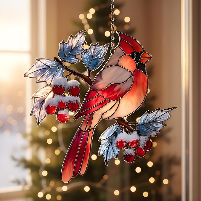 Red Cardinal Acrylic Suncatcher - Image 3