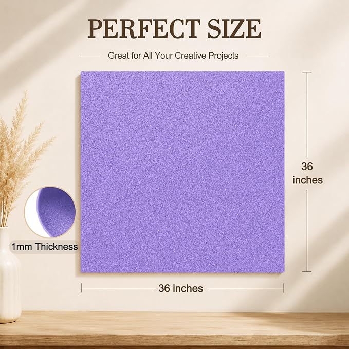Lavender Large Felt Fabric 36" x 36", 1mm Stiff Felt Sheet, Nonwoven Fabric - Image 3