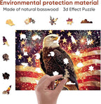 Reouinty Wooden Jigsaw Puzzle for Adults, Eagle Flag Wood Puzzles for Patriot - Image 7
