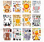 48 Sheets Create Funny Safari Animals Stickers, Make a Face Stickers by Cosomia
