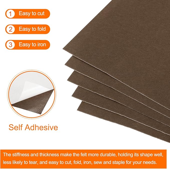 MECCANIXITY Adhesive Felt Sheets, Felt Fabric Crafts Back Adhesive Felt Sheets - Image 4