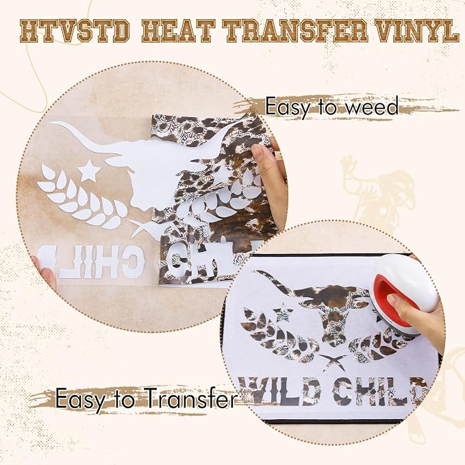HTVSTD Cowhide HTV Heat Transfer Vinyl 10 Sheets 12×10in Iron on Vinyl | Serape - Image 3
