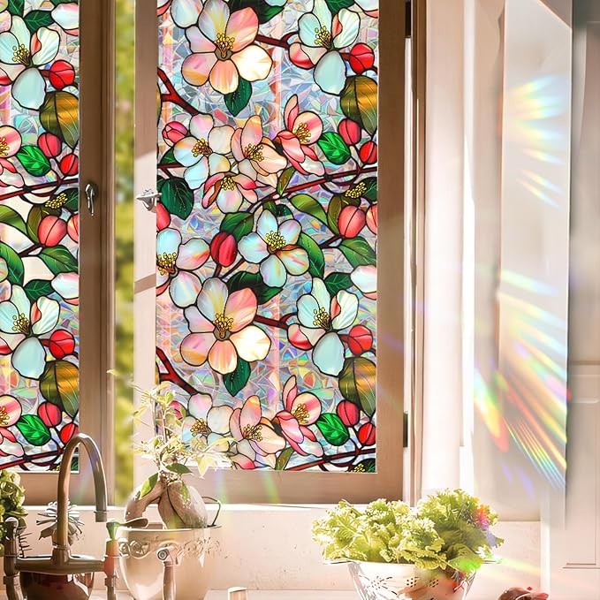Bloss Crabapple Blossom Flower Privacy Window Film Decorative, Stain Glass - Image 9