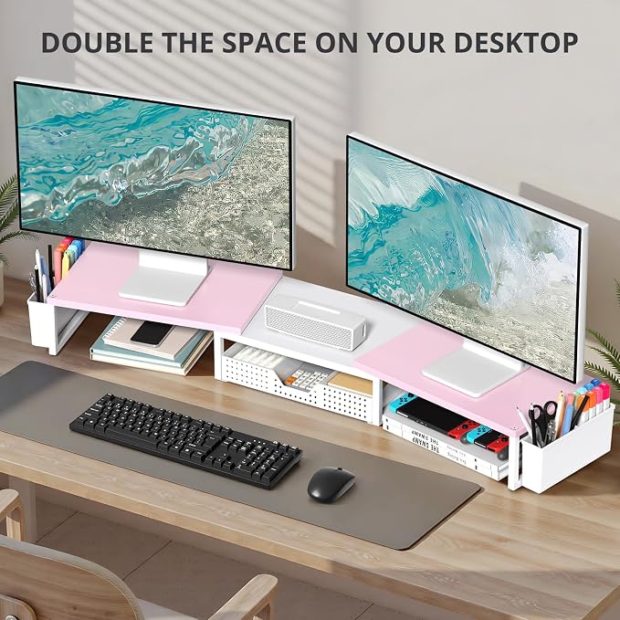 OPNICE Desk Organizers and Accessories, Dual Monitor Stand Riser - Image 4