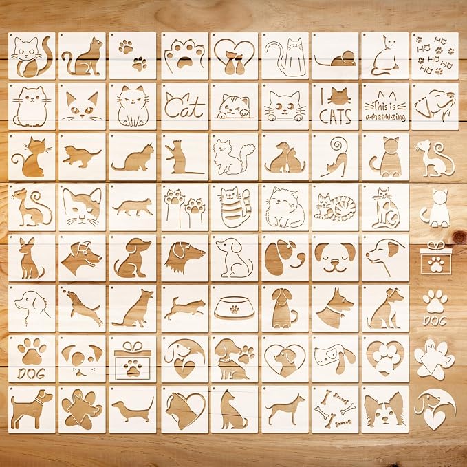 Marspark 66 Pcs Small Stencils for Crafts Reusable 3 Inch Stencils for Painting by Marspark