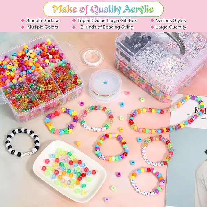 shynek 3800 Pony Beads: Bulk for Bracelets, Hair Braids & Craft - Image 3