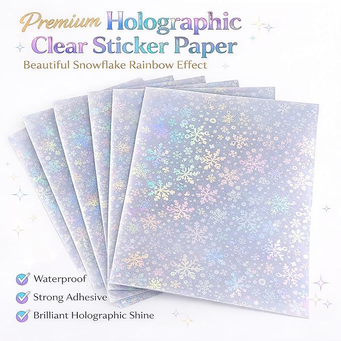 Bleidruck 25 Sheets Snowflake Holographic Clear Sticker Laminate Paper | A4 - Image 5