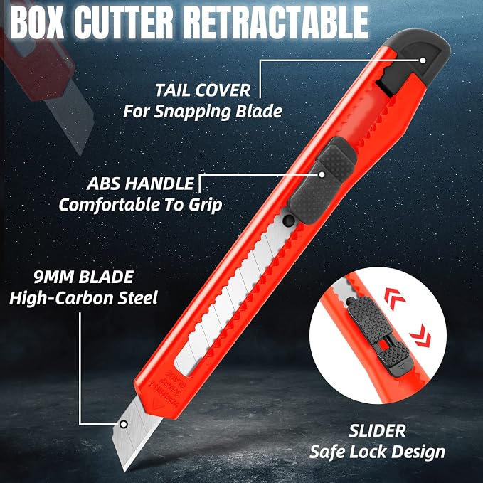 30 Pack Box Cutter Retractable, Snap-Off 9MM Utility Knife, Auto-Lock Razor - Image 5