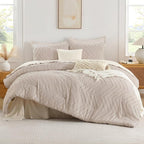 Andency Linen California King Comforter Set, Boho Cal King Soft Warm Tufted - Image 2