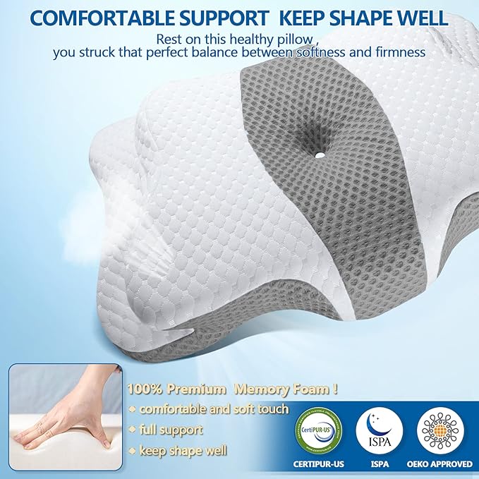 CHxxy Cervical Neck Pillow for Pain Relief Sleeping, Contour Memory Foam Pillows - Image 5