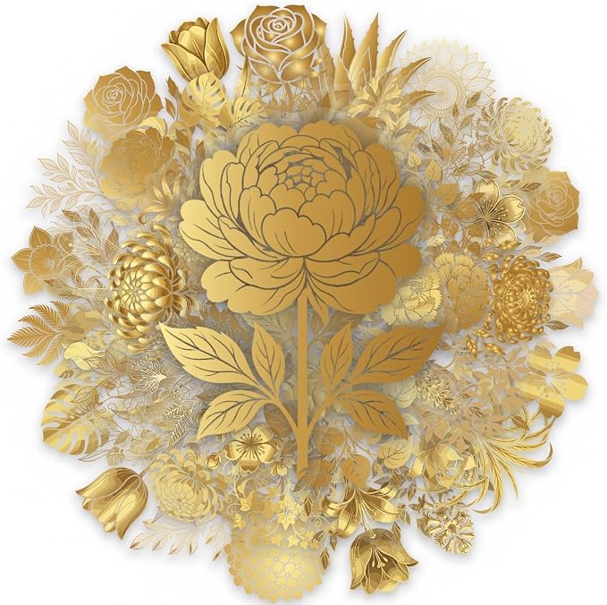50PCS Gold Foil Floral Stickers, Metallic Botanical Decals, Waterproof PET - Image 2