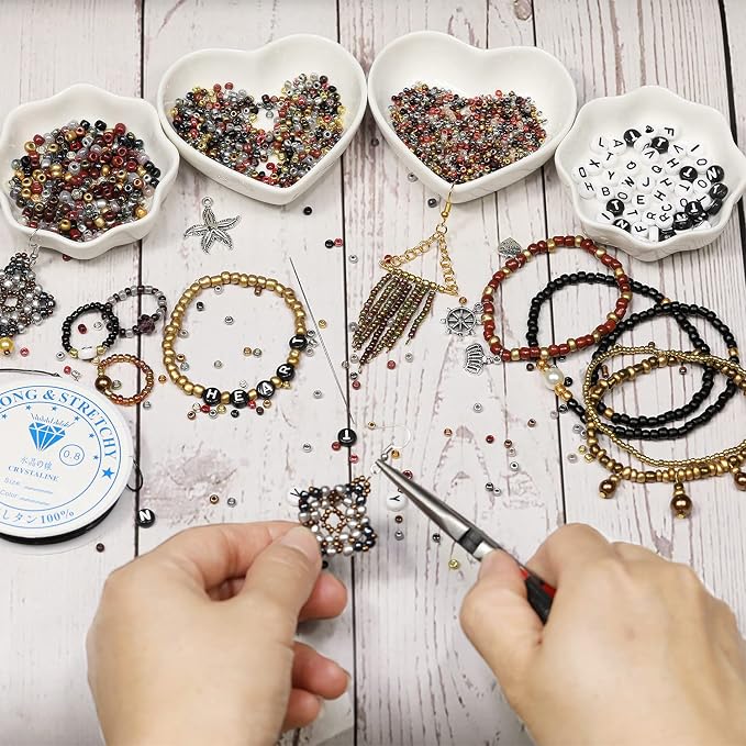 8/0 Glass Seed Beads About 7200pcs 24 Colors 3mm Loose Seed Beads Kit Bracelet - Image 3