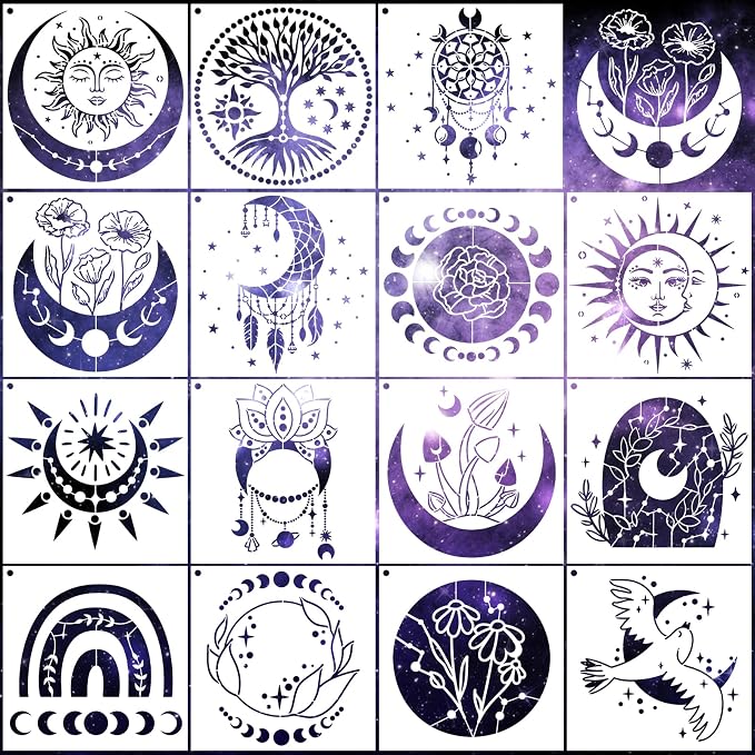 AFRITEE Moon Stencils for Painting on Wood by AFRITEE