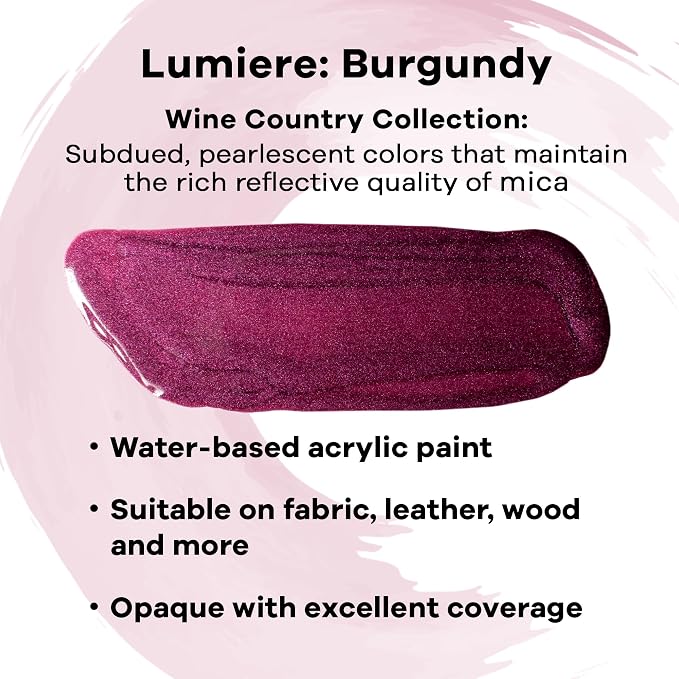Jacquard Lumiere 8oz Fabric Paint Burgundy - Image 2