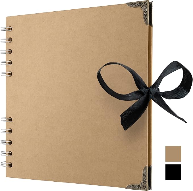 Bstorify Square Scrapbook Photo Albums 36 Pages Brown Thick 200gsm Kraft Paper by Bstorify