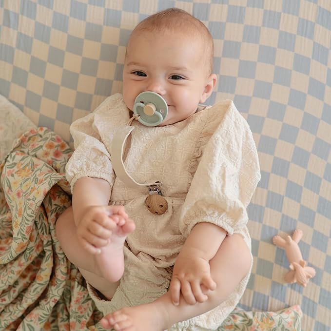 FRIGG Little Viking Natural Rubber Baby Pacifier 2-Pack | Made in Denmark | BPA-Free (Sage/Cream, 0-6 Months)