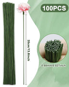 100 PCS 26 Gauge Green Floral Wire Stems - Image 2
