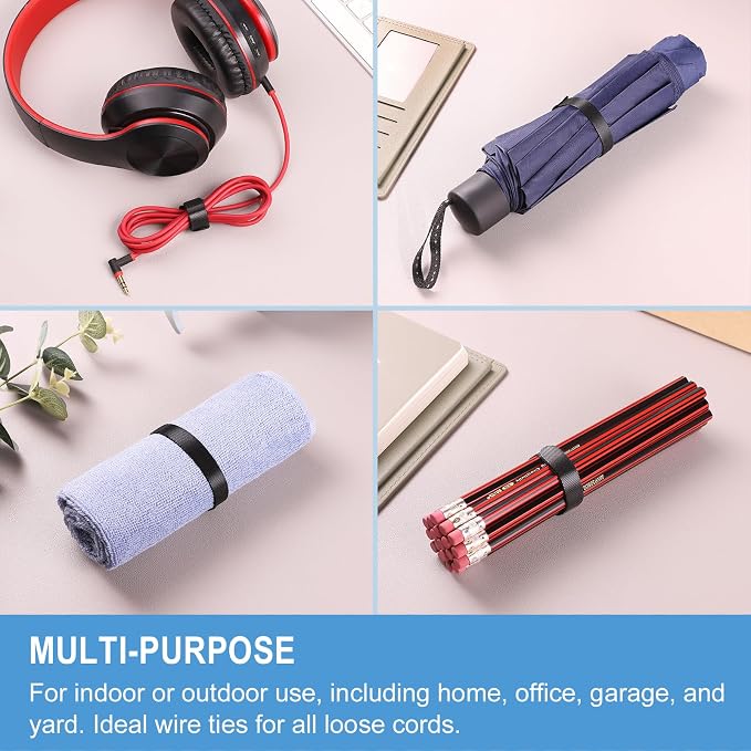 100 PCS 8 Inches Reusable Cable Ties | Adjustable Cord Wraps, Cable Straps | - Image 6