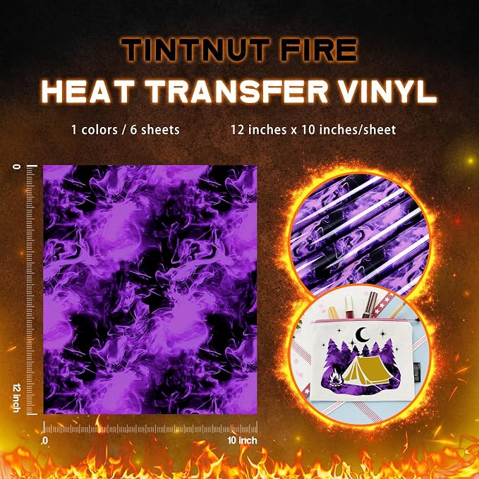 Tintnut Purple Flame Heat Transfer Vinyl, stretch washable, suitable - Image 2