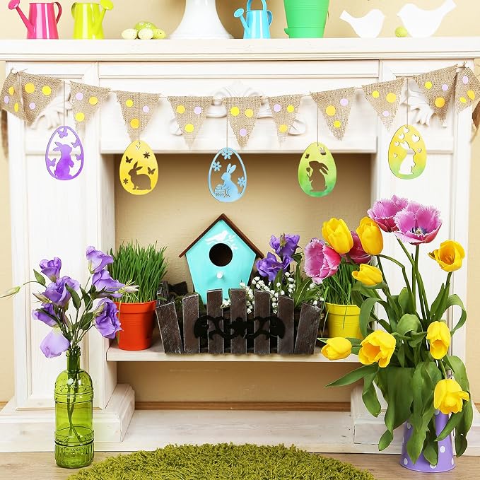 36PCS Wooden Easter Ornaments to Paint, 6 Styles DIY Blank Unfinished Wood Egg - Image 4