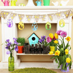 36PCS Wooden Easter Ornaments to Paint, 6 Styles DIY Blank Unfinished Wood Egg - Image 4