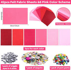 gisgfim 42Pcs Valentine's Day Pink Felt Fabric Sheets Craft Kit 8 x 12 Inch - Image 2
