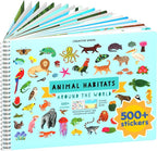 Animals Habitat 500+ Kids Sticker Book by Cupkin Toddler Airplane Travel by CUPKIN