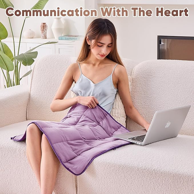 Purple Weighted Lap Blanket for Adults 7lbs, Portable Travel Weighted Blankets - Image 4