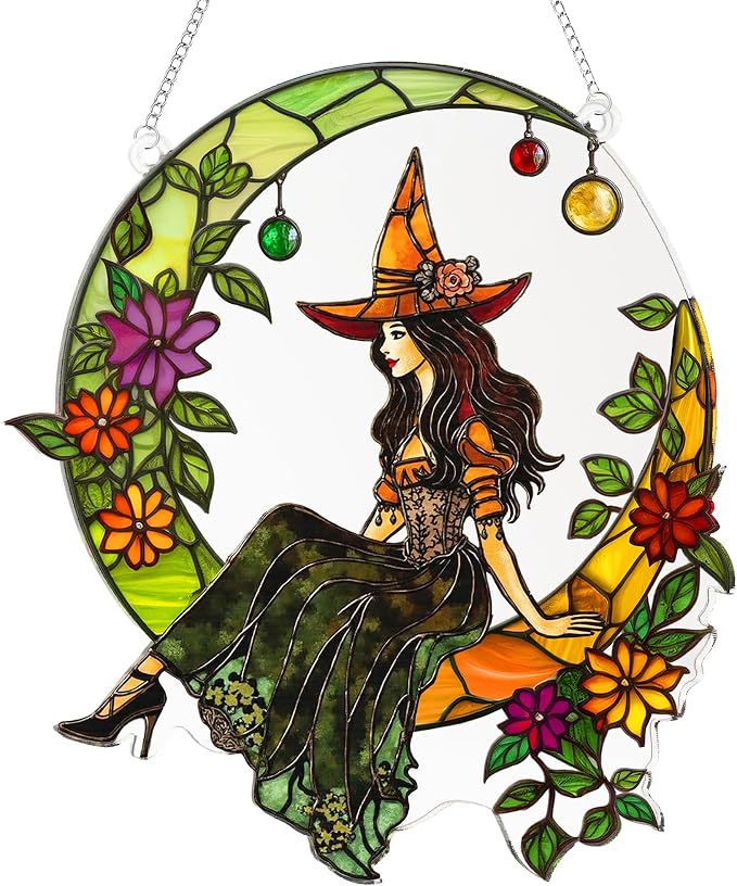 Halloween Faux Stained Glass Ghost Ornaments Acrylic, Halloween Decor Cute by Boyese
