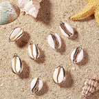 SUNNYCLUE 1 Box 10Pcs Oval Ocean Beach Spiral Seashells Craft Charms Connectors - Image 3