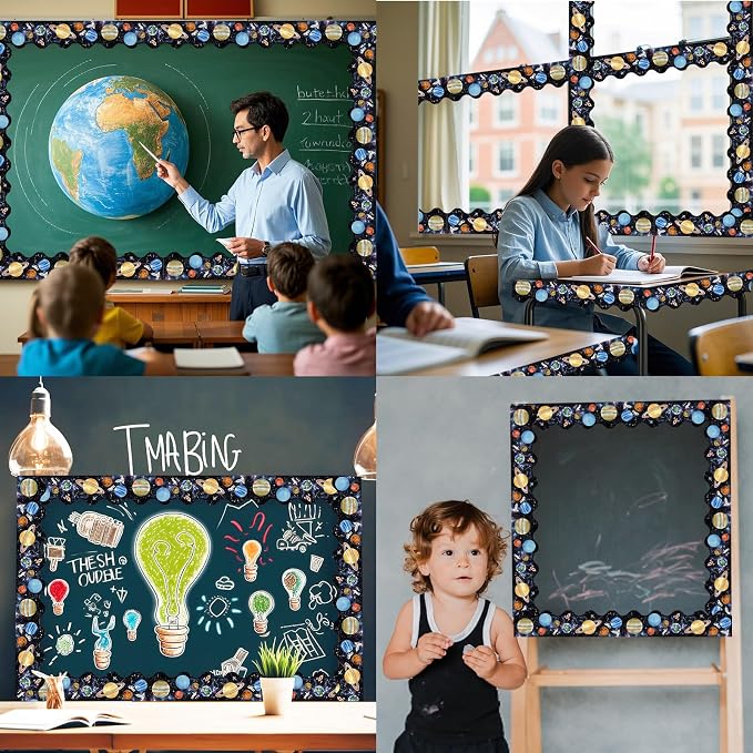 69 Ft Outer Space Border, Galaxy Space Scalloped Trim ，Night Sky Classroom - Image 6