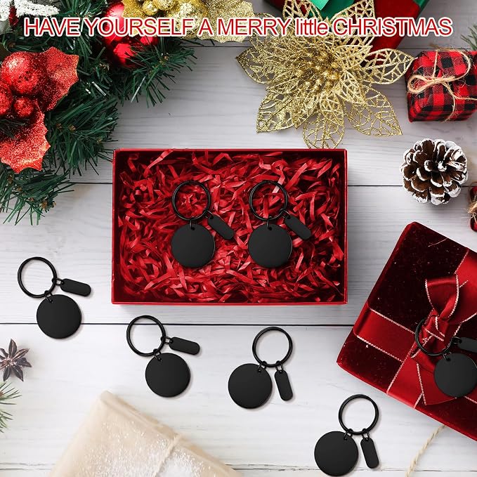 Gisafai 30 Pcs Black Engravable Metal Keychain Blanks Laser Graduation - Image 6