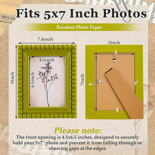 1 Pack 5 x 7 Picture Frame, Wood Beaded Boho Photo Frame, Vintage Photo Display - Image 2