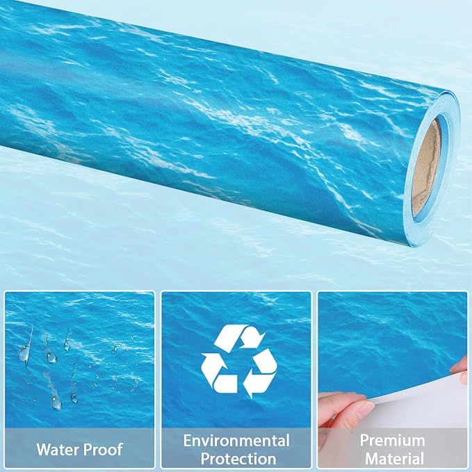 Qyeahkj Ocean Waves Bulletin Board Paper Roll Sea Bulletin Board Background - Image 4