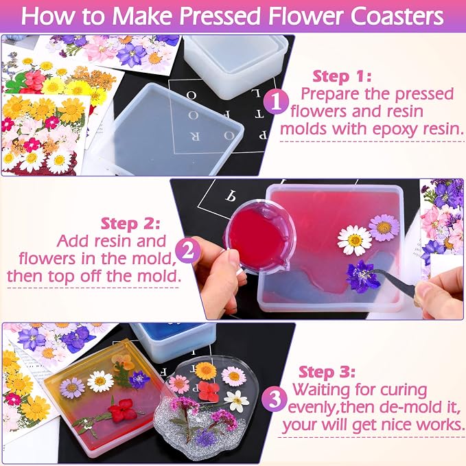 140 Pcs Dried Pressed Flowers for Resin, Real Pressed Flowers Dry Leaves Bulk - Image 4