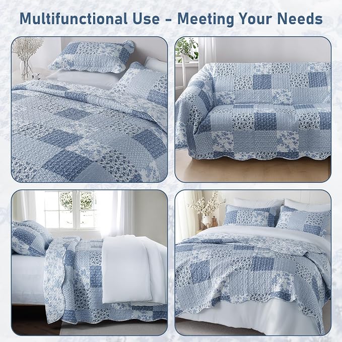 GOONE Twin Quilt Set 68x86 Inches, Lightweight Washed Coverlet, Reversible - Image 4