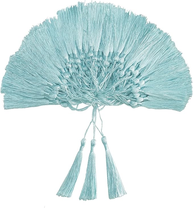 VAPKER 100 Pieces Ice Blue Silky Handmade Soft Tassels 13cm/5-Inch by VAPKER