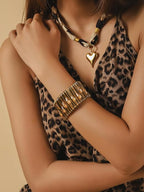 MINACHI Sparkling Crystal Rhinestone Bangle, Wide Wire Wrapped Statement Cuff - Image 2